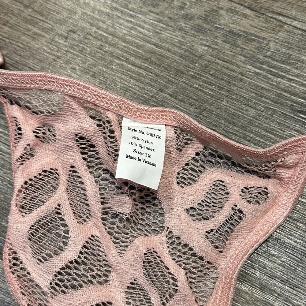 Elegant Moments Pink 2-Piece Set Lace Dress and G-String Size 3X NWT